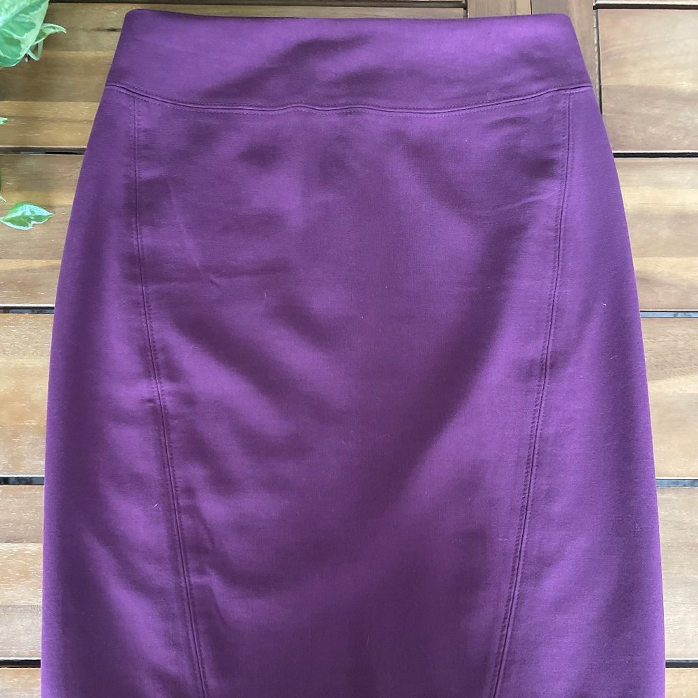Loft Seamed Scuba Pencil Skirt (Pleasant Plum)